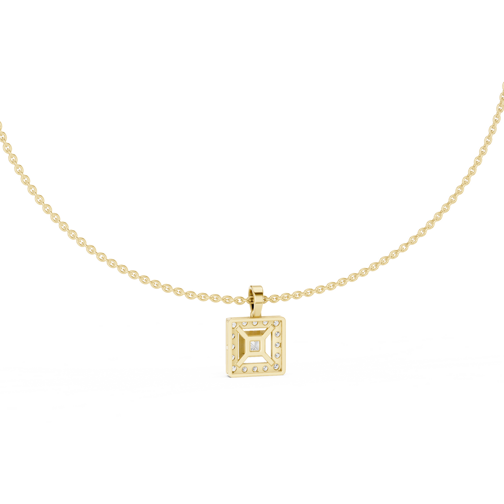 Square Lab Grown Diamond Halo Pendant