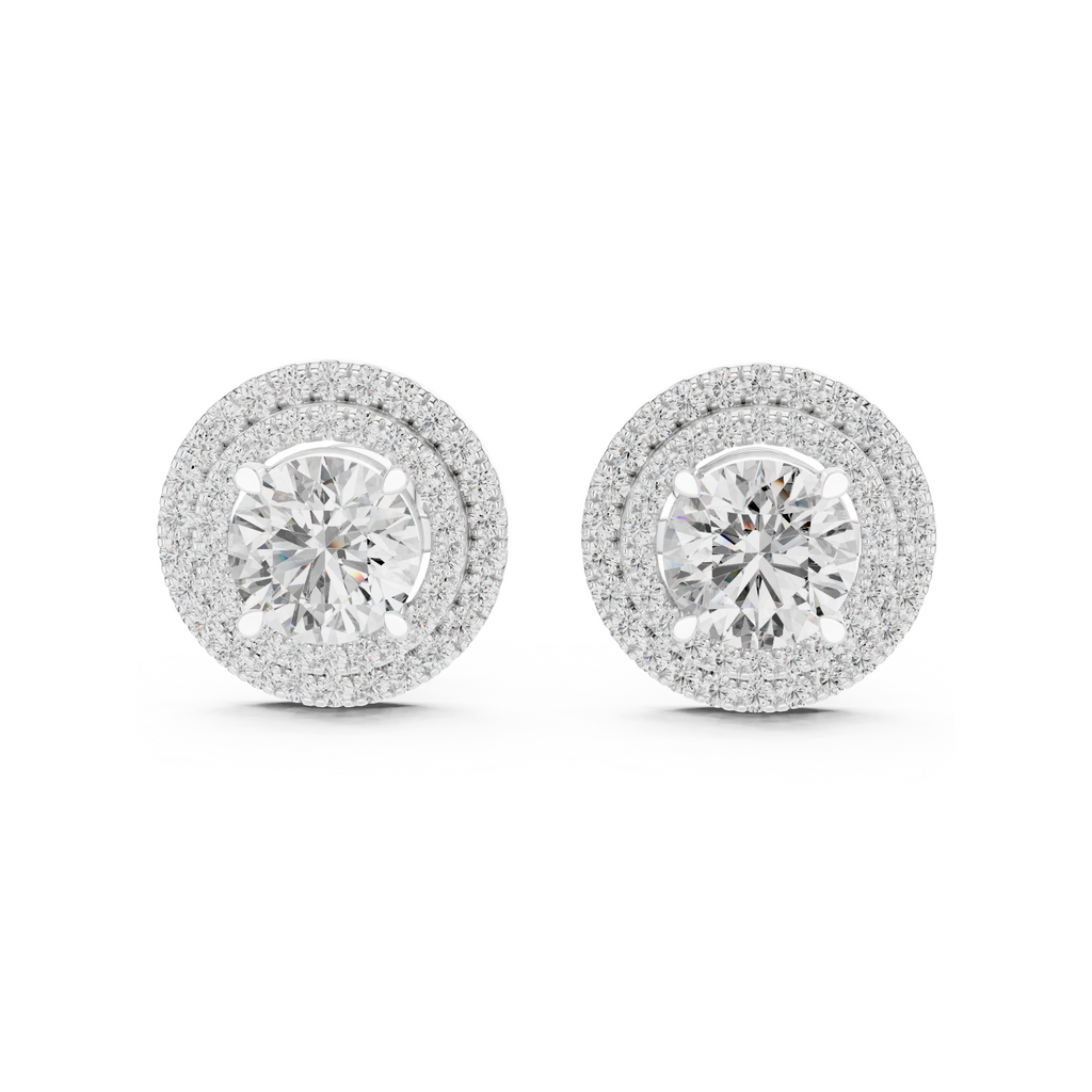 Double Halo Lab Grown Diamond Stud Earrings