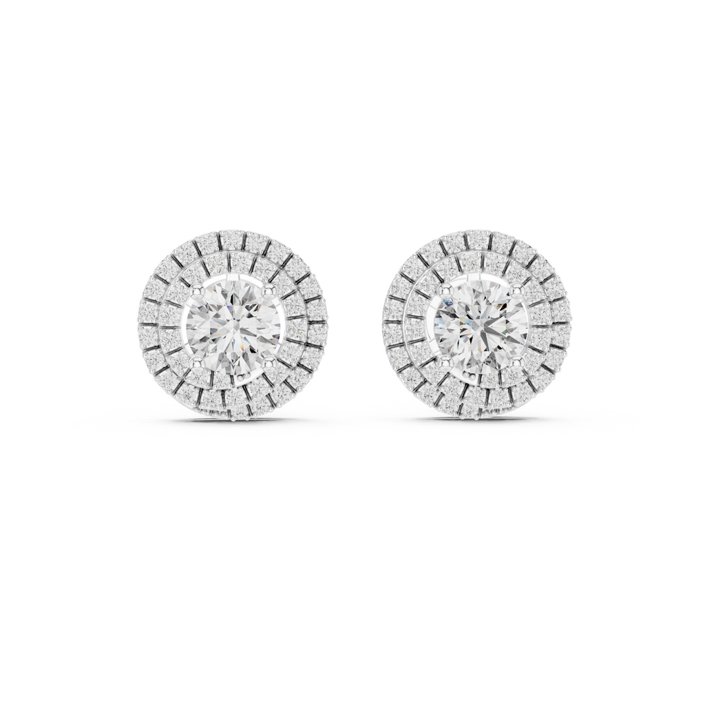 Double Halo Round Lab Grown Diamond Stud