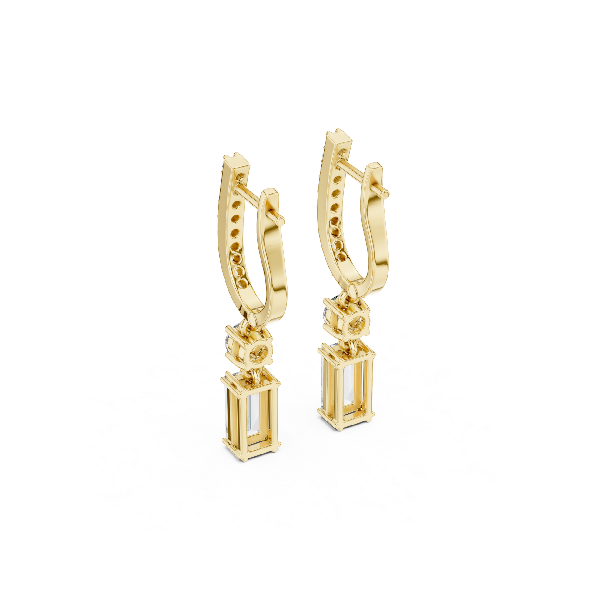 Baguette Cut Diamond Drop Earring