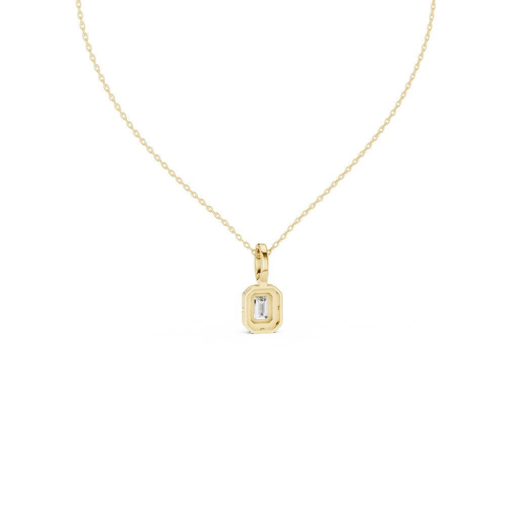 Emerald Cut Diamond Halo Pendant