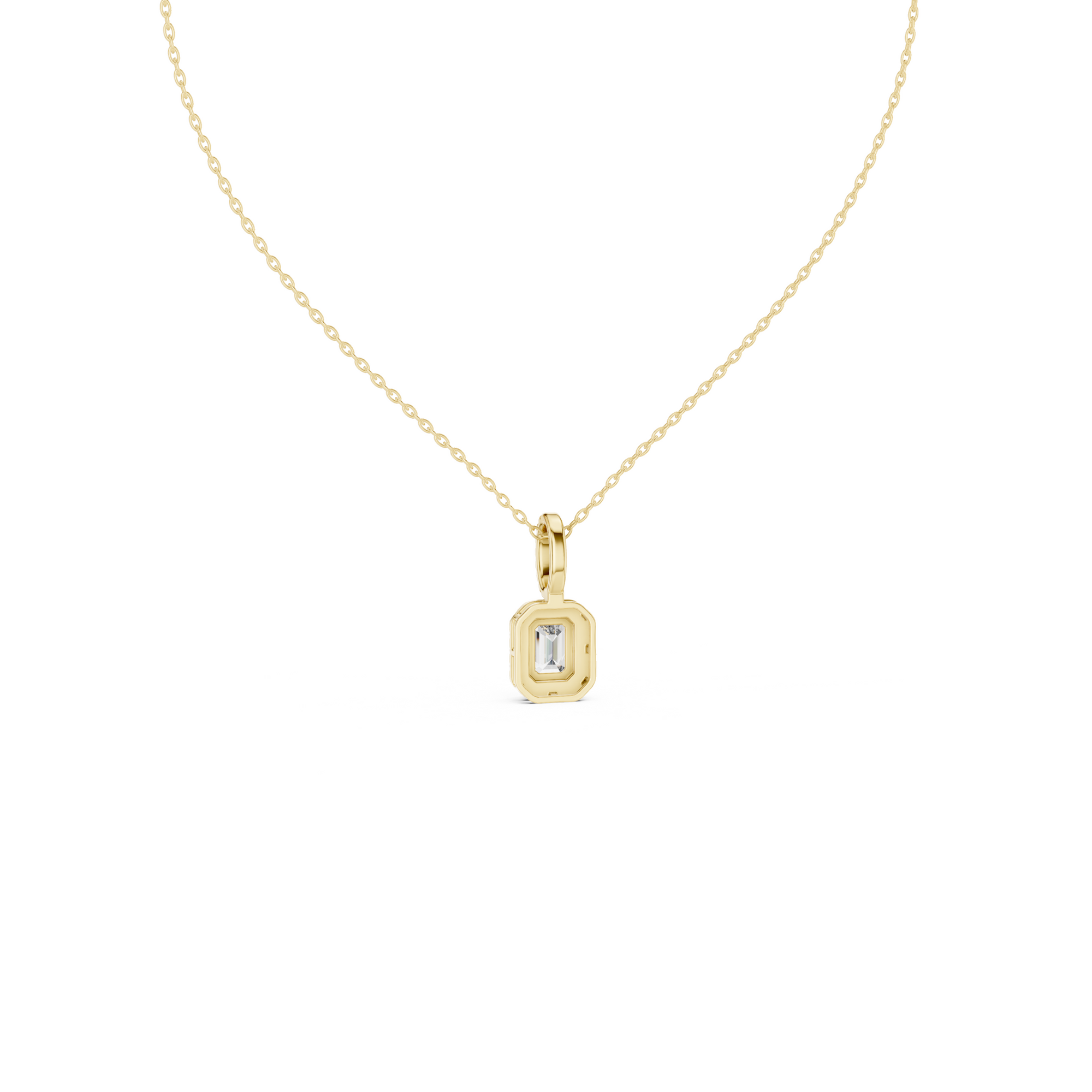 Emerald Cut Diamond Halo Pendant