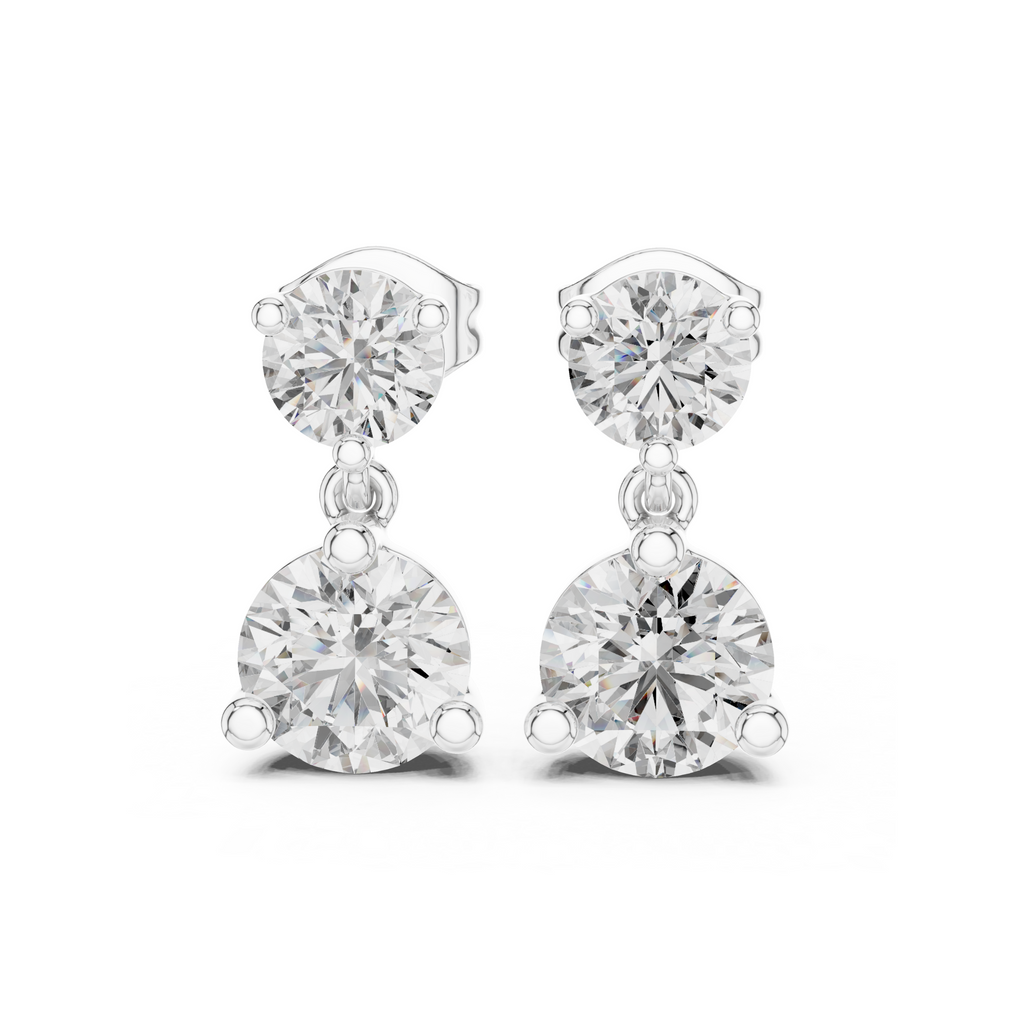 Classic Two-Stone Diamond Drop Earrings