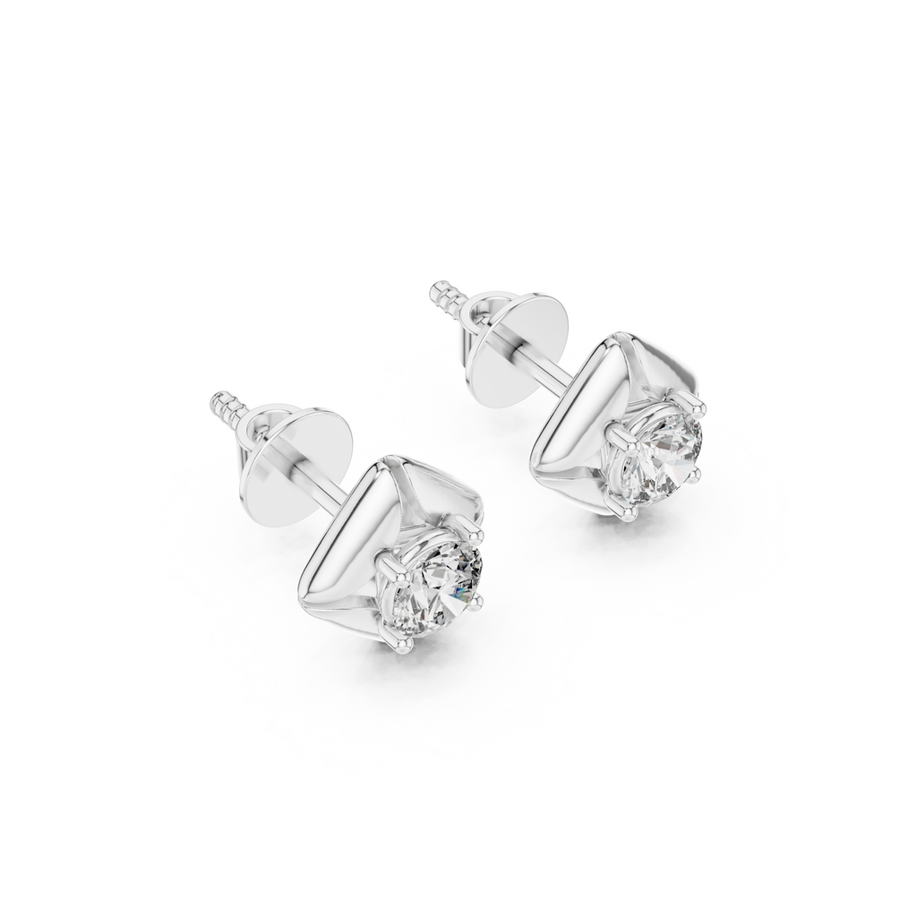 Square Solitaire Lab Grown Diamond Studs