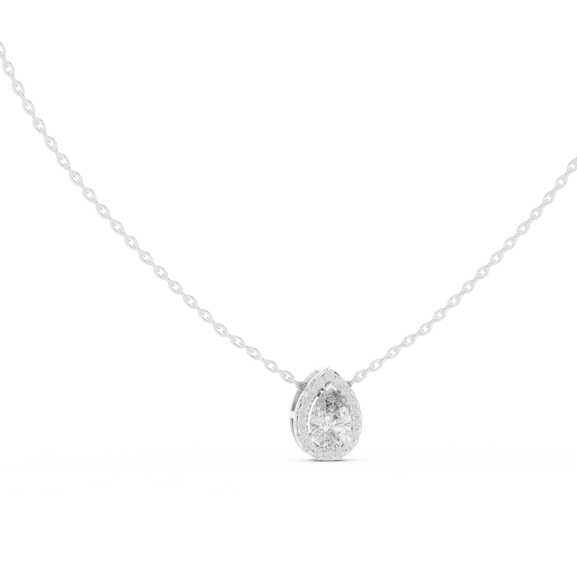 Pear Shape Halo Lab Grown Diamond Pendant