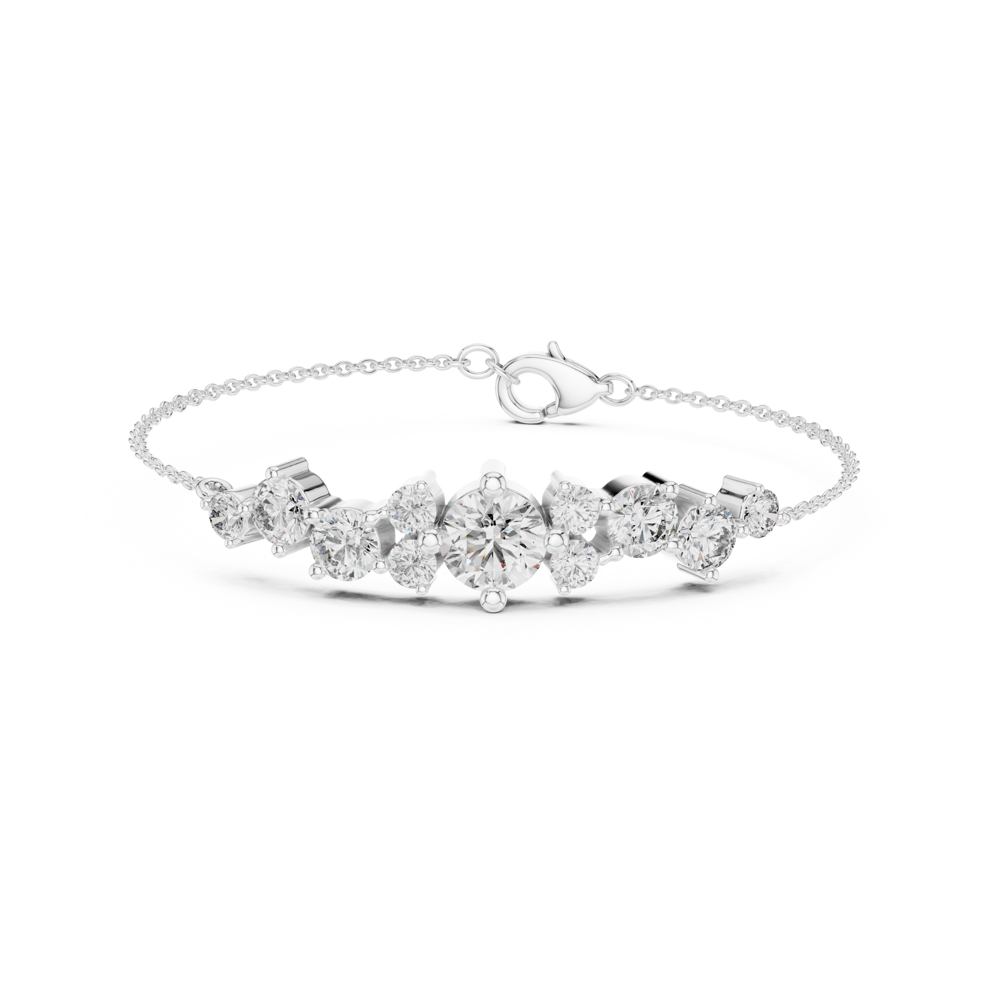 Cluster Lab Grown Diamond chain Bracelet