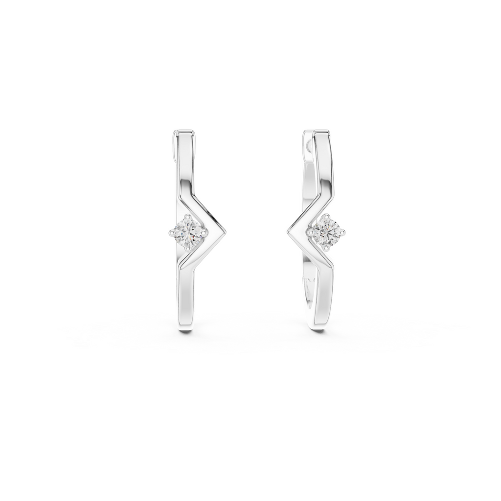 Chevron Lab Grown Diamond Hoop Earrings