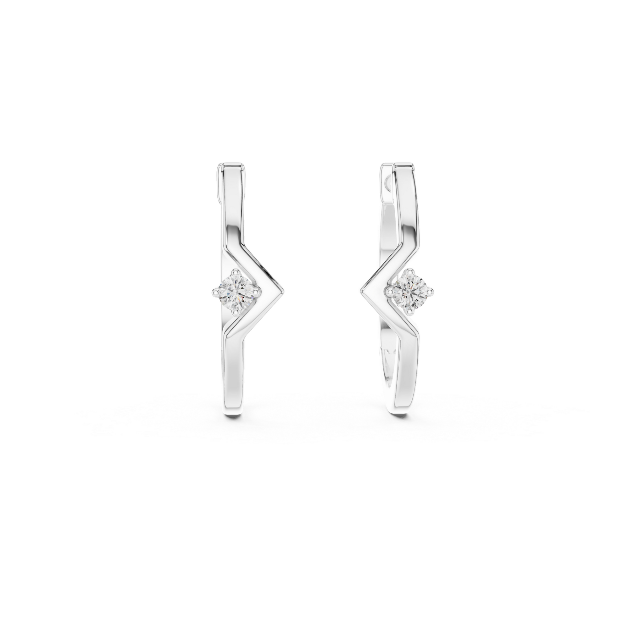 Chevron Lab Grown Diamond Hoop Earrings