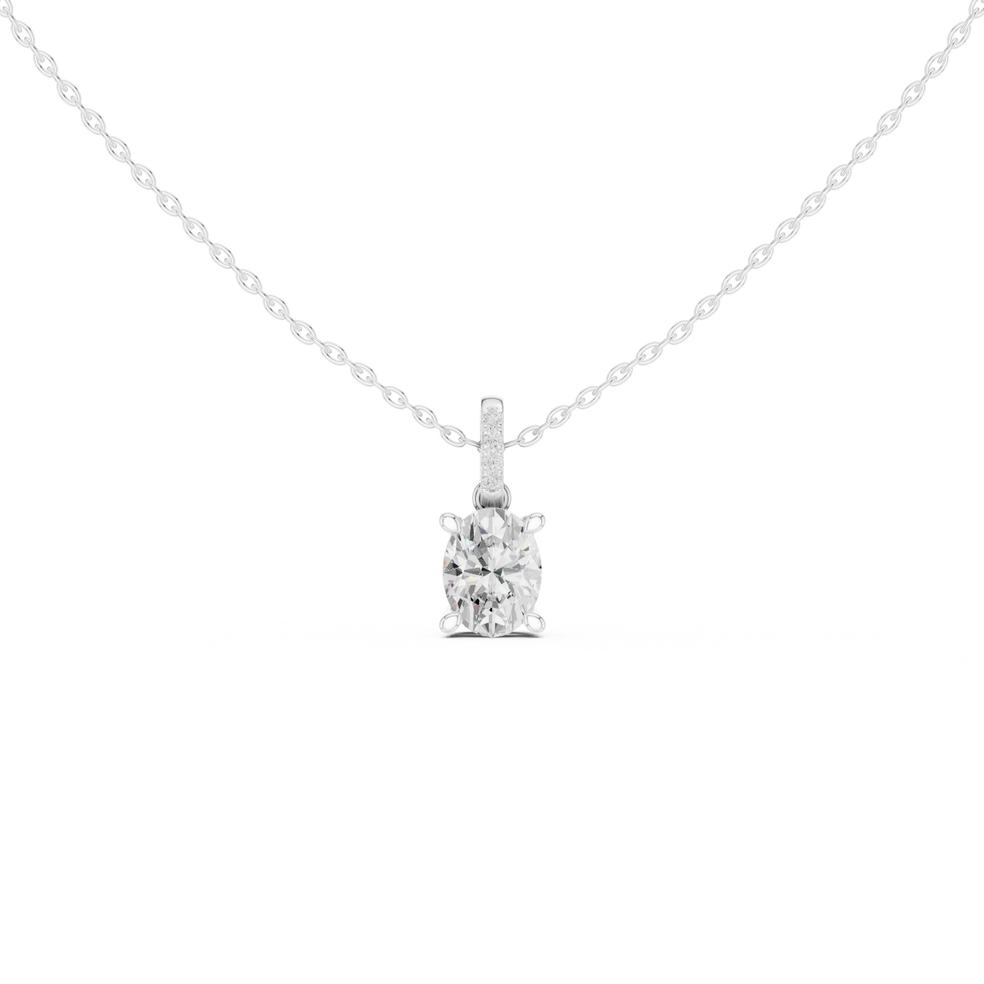 Oval Cut Solitaire Diamond Pendant