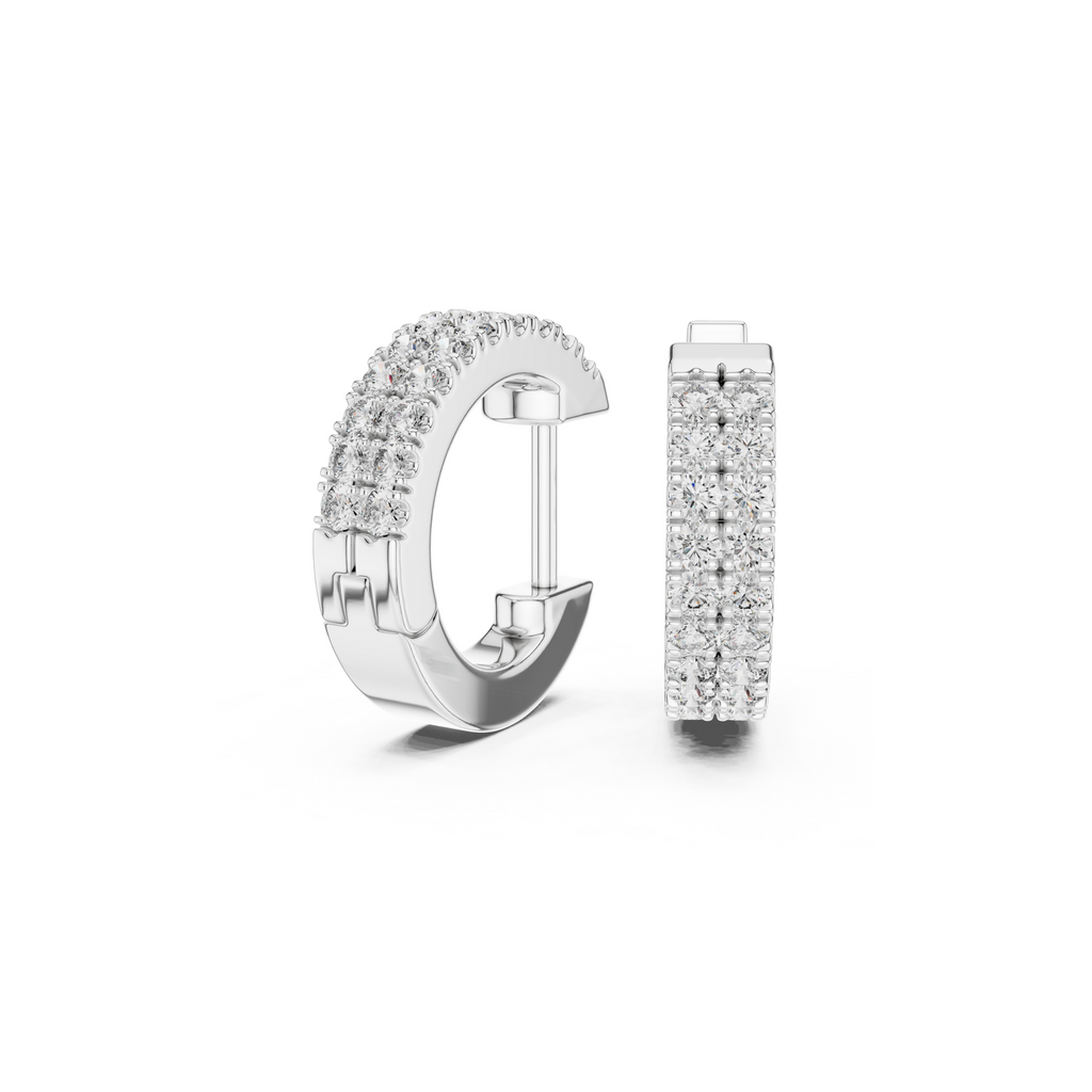 Double Row Diamond Hoop Earrings