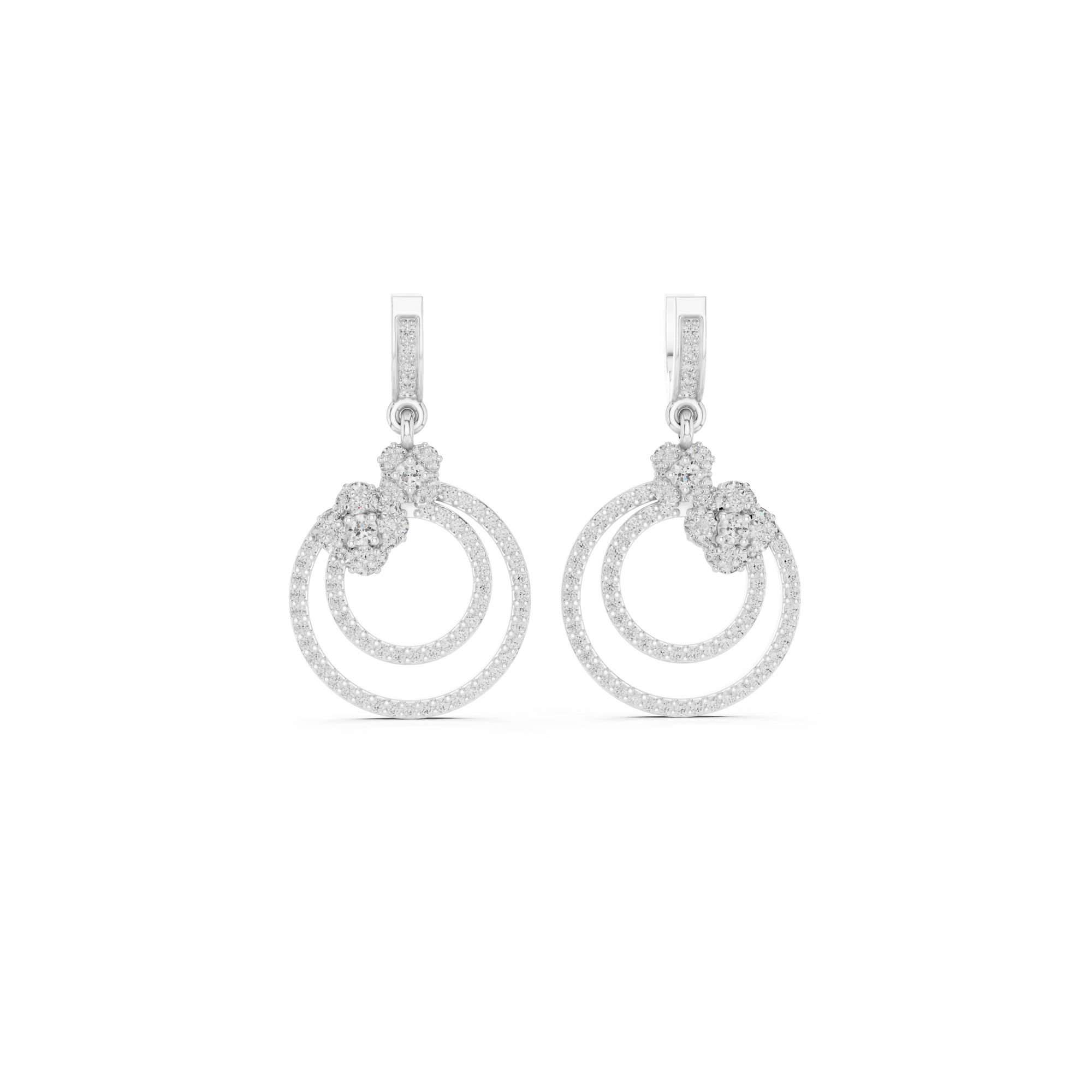 Floral Hoop Lab Grown Diamond Drop Earring