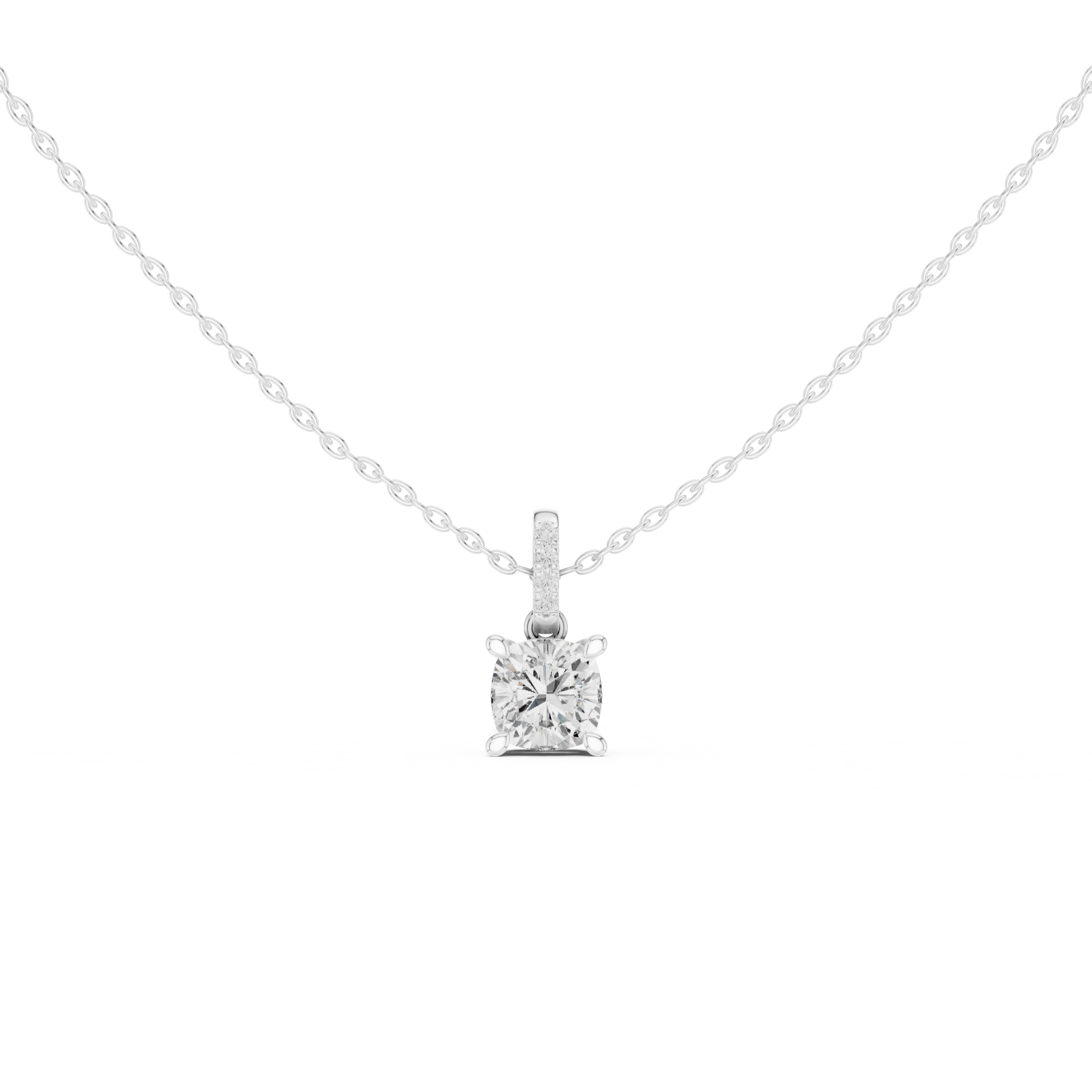 Cushion Cut Solitaire Diamond Pendant
