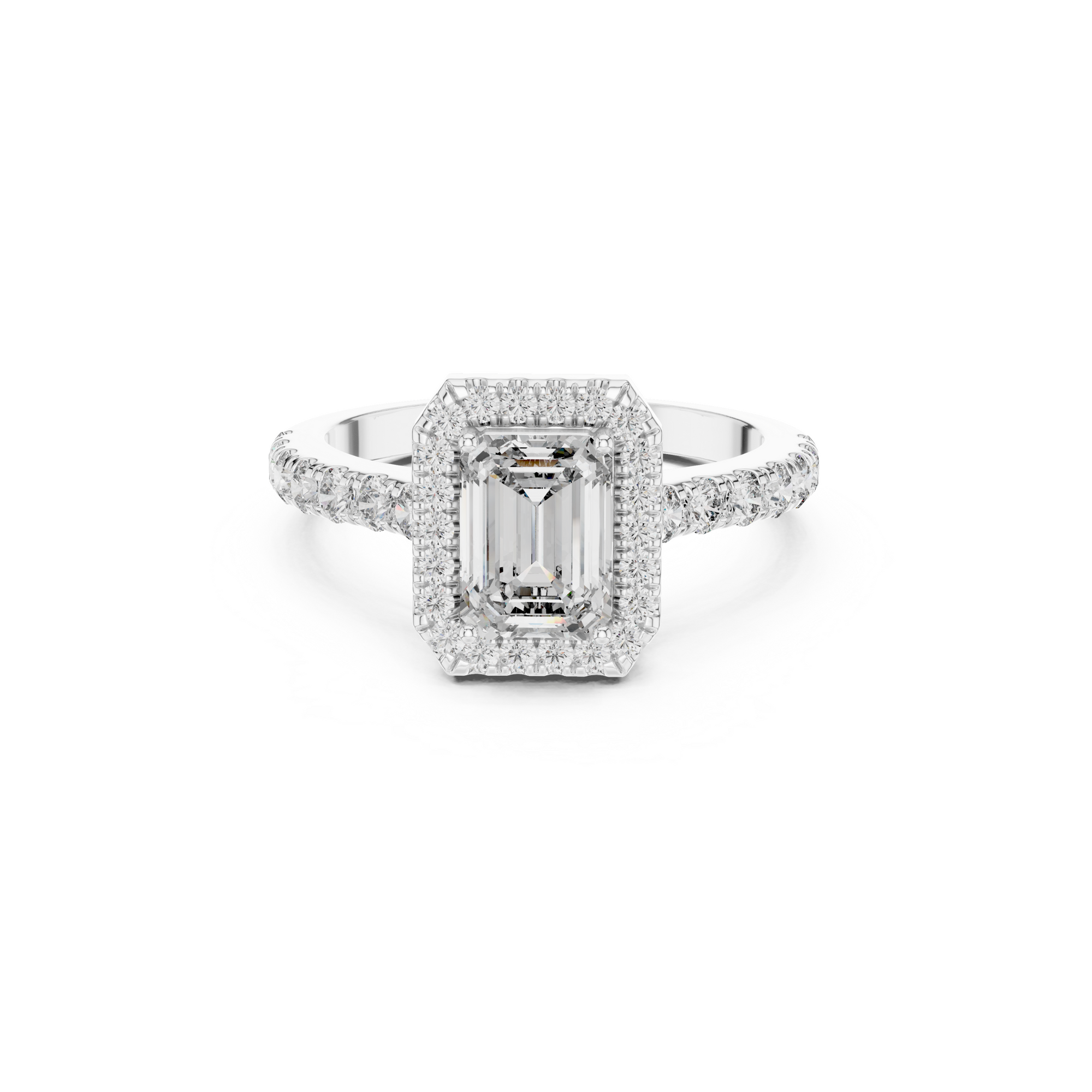 Emerald Cut Lab Grown Diamond Halo Ring
