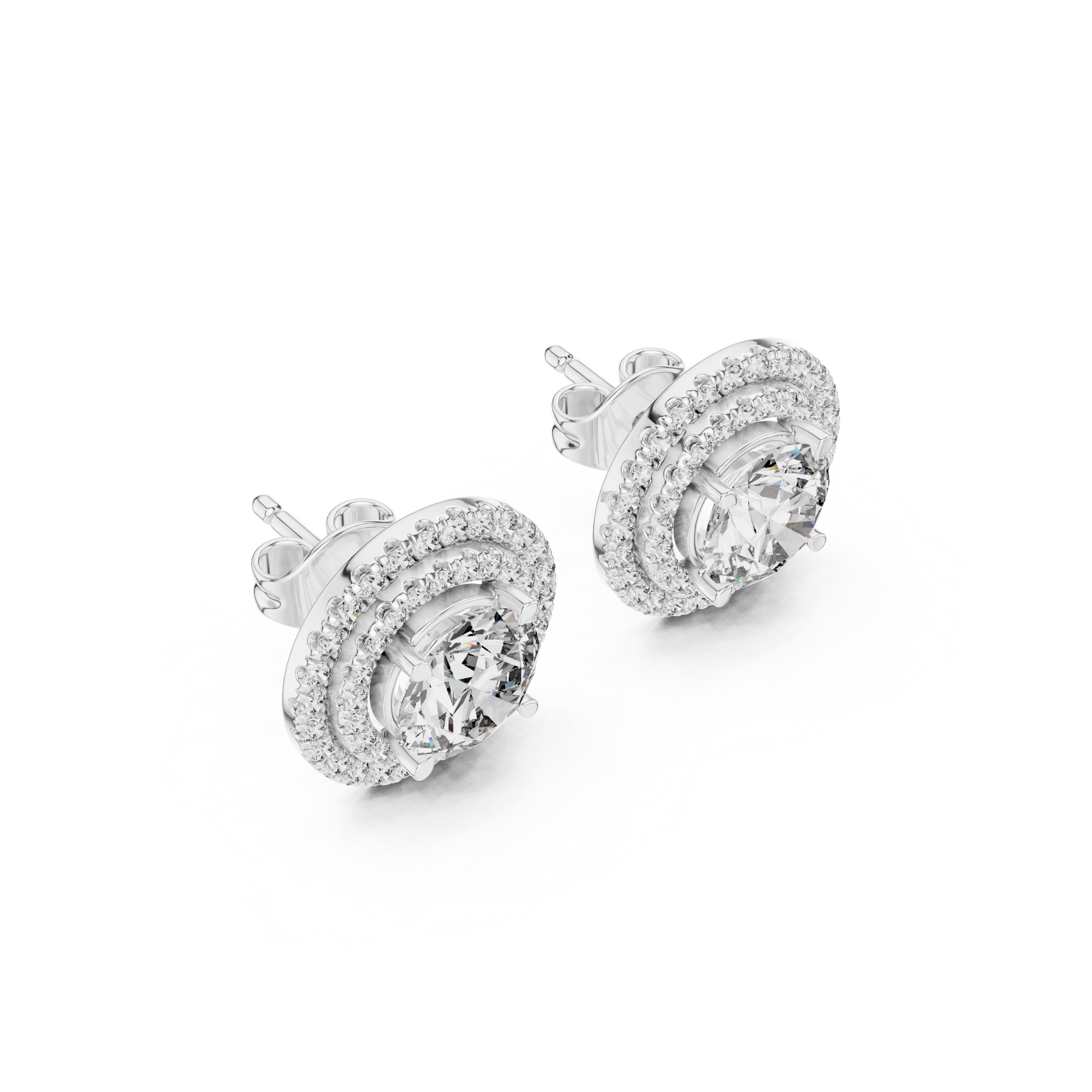Double Halo Lab Grown Diamond Stud Earrings