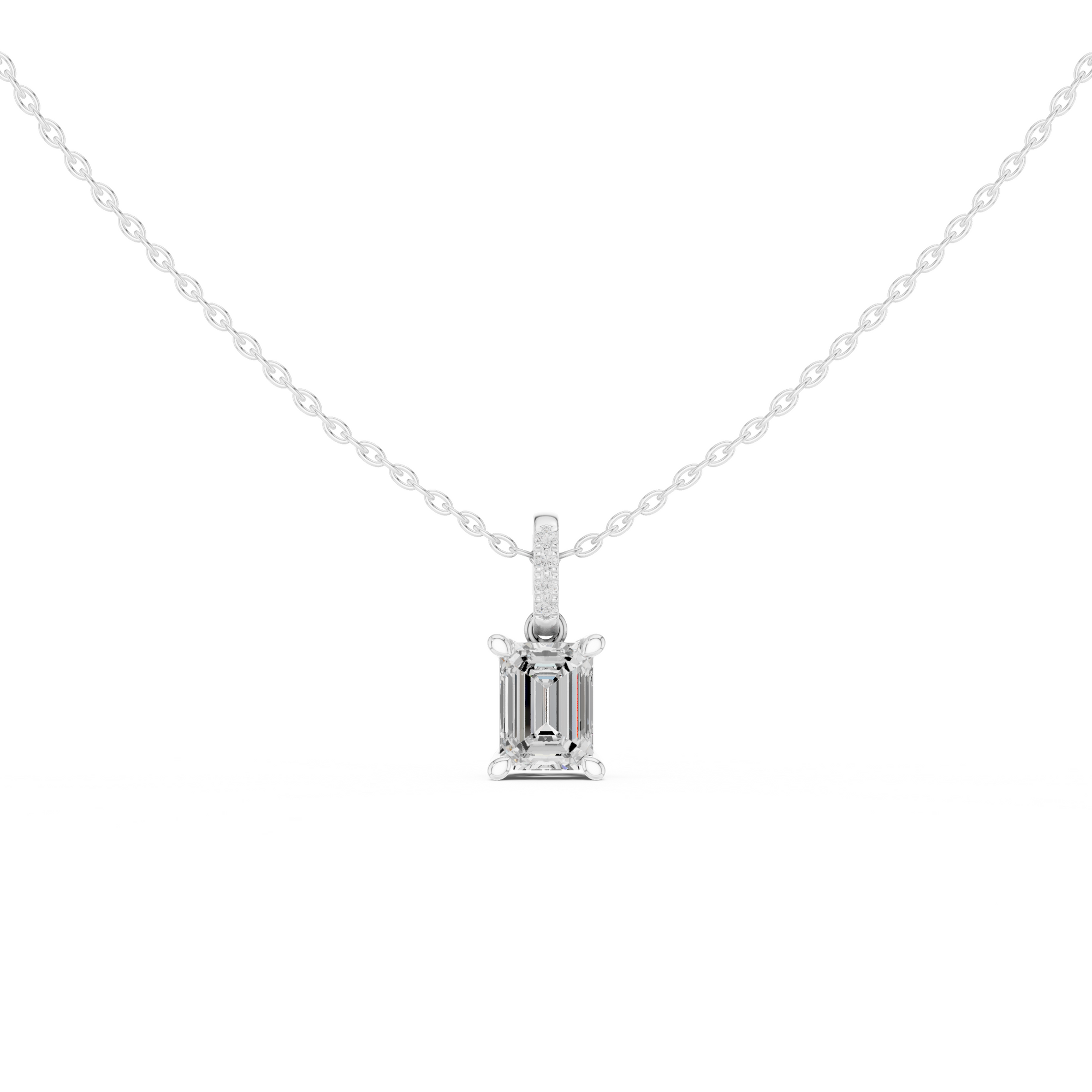Emerald Cut Solitaire Diamond Pendant