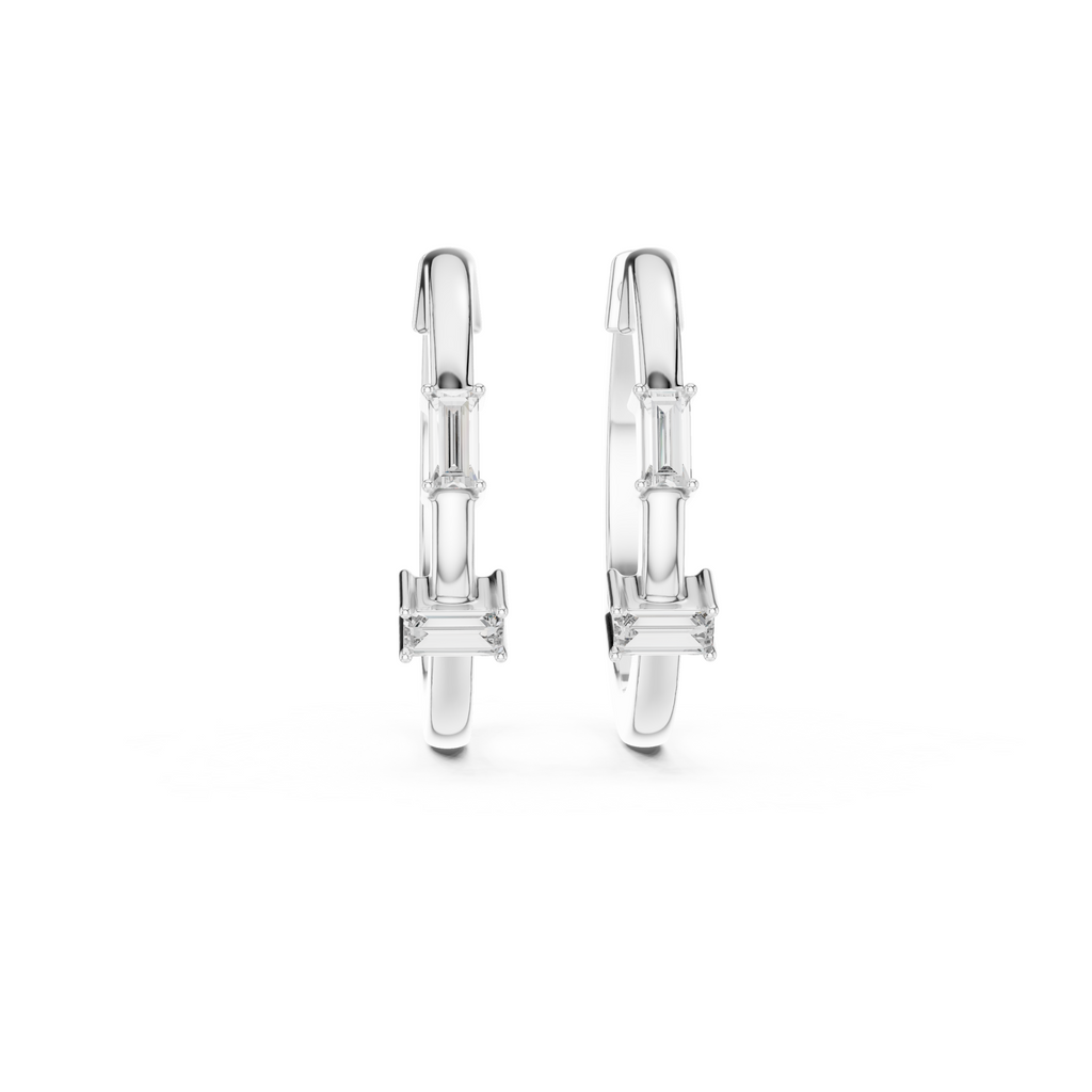 Baguette Lab Grown Diamond Hoop Earrings