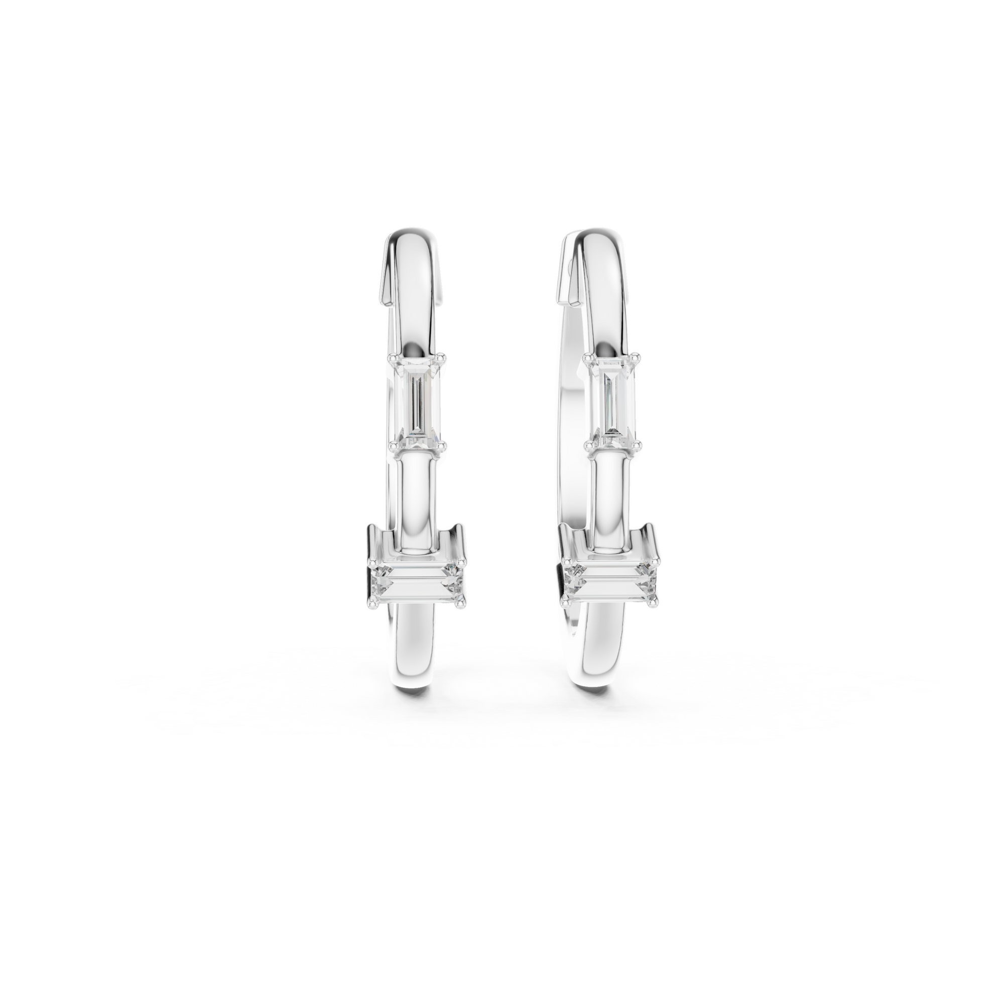 Baguette Lab Grown Diamond Hoop Earrings