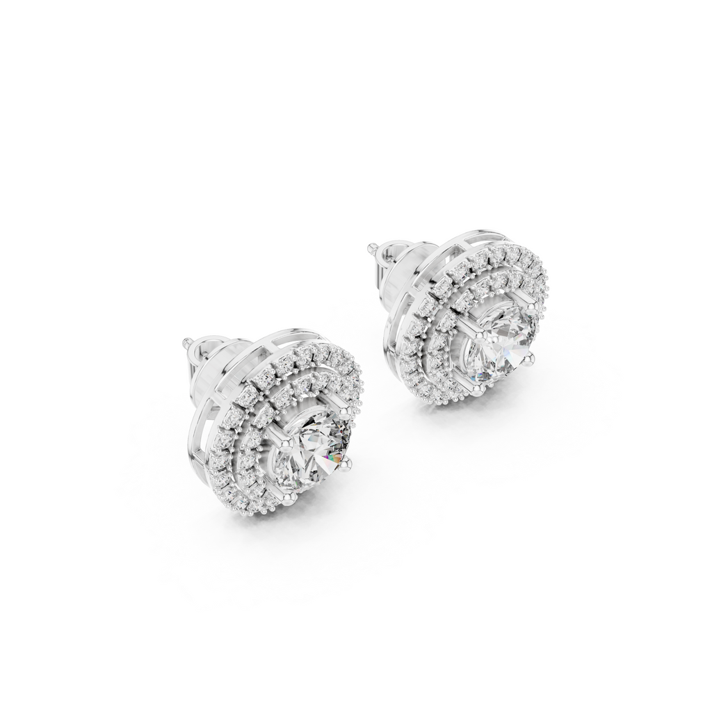 Double Halo Round Lab Grown Diamond Stud