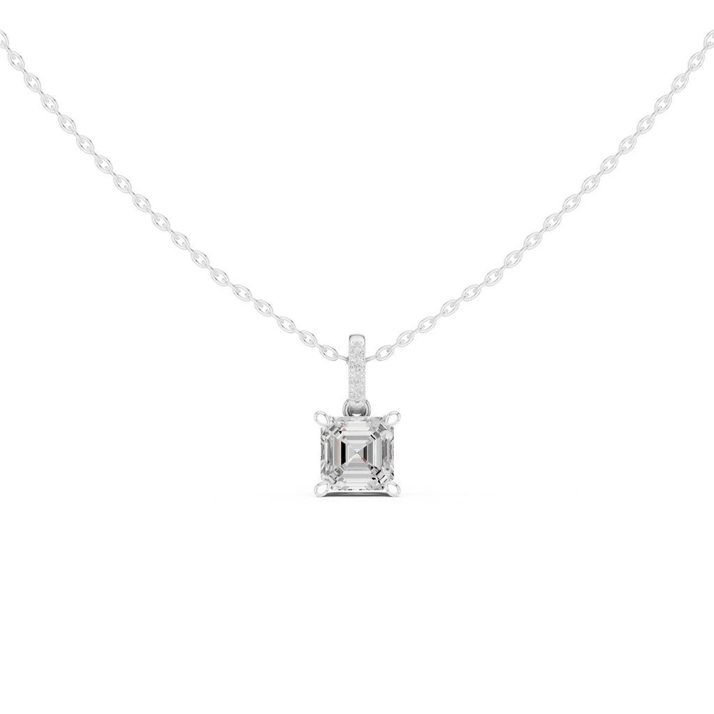Asscher Cut Solitaire Diamond Pendant