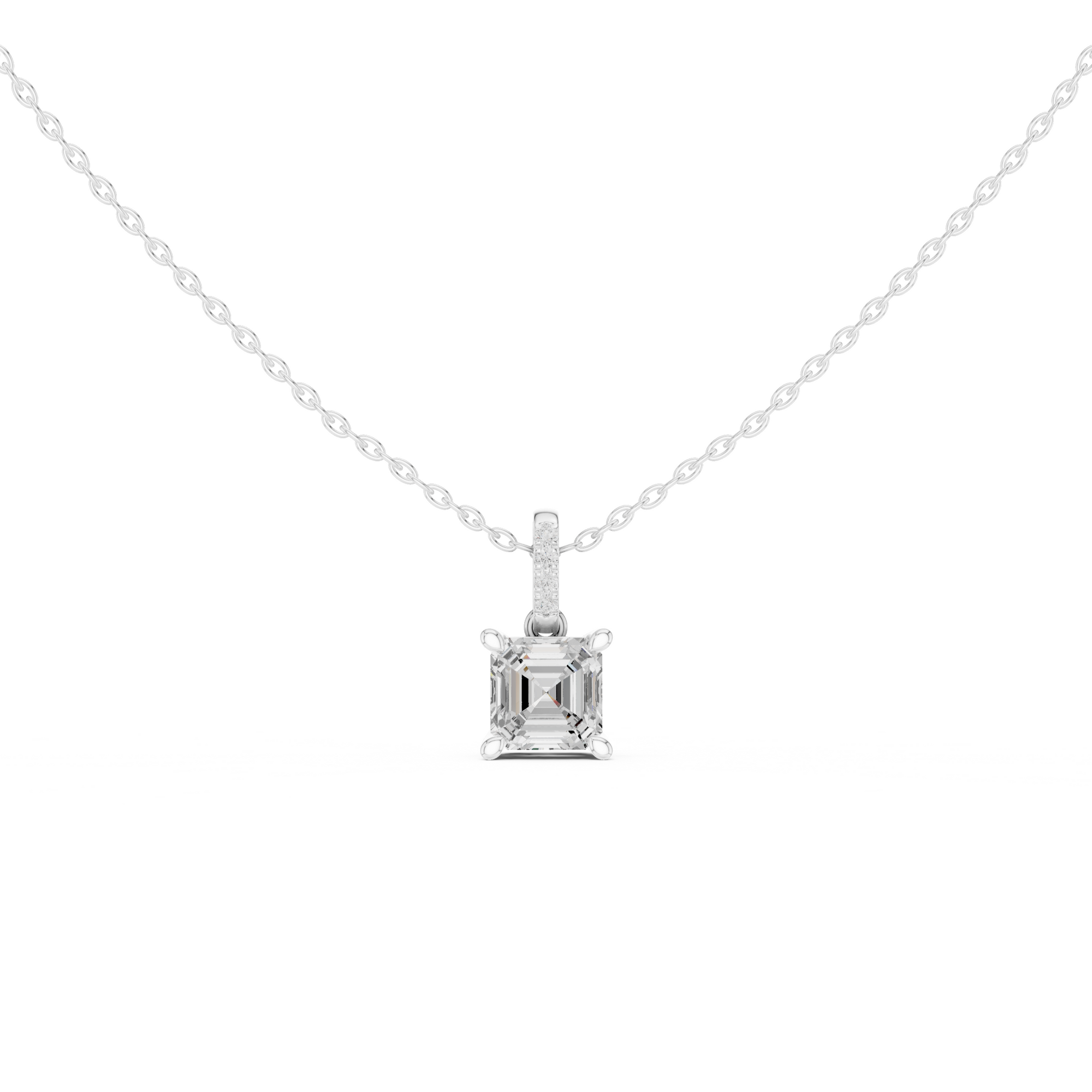 Asscher Cut Solitaire Diamond Pendant