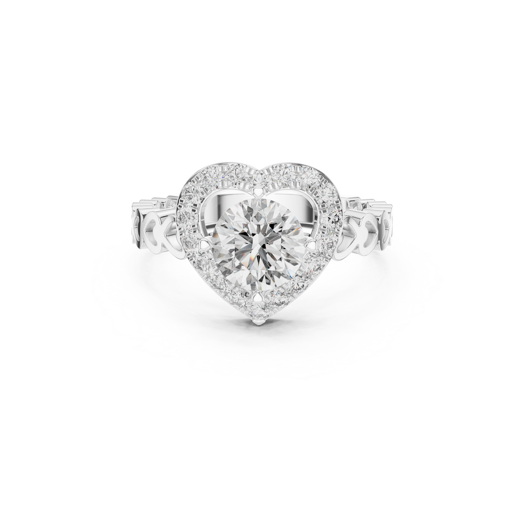 Heart-Shaped Halo Diamond Ring