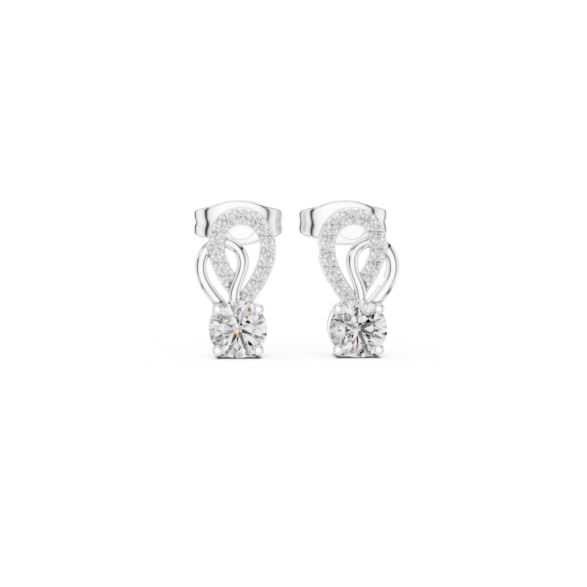 Artistic Loop Round Diamond Stud Earring