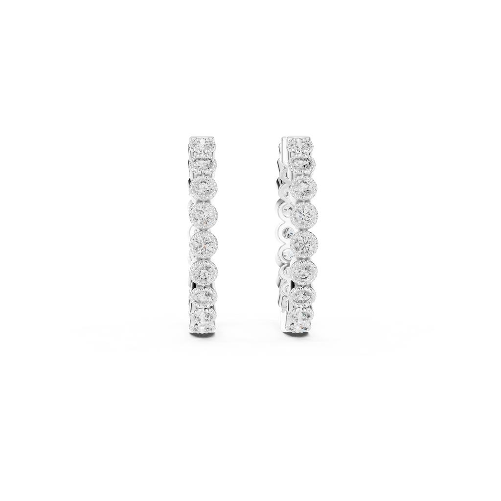 Modern Bezel-Set Diamond Hoop Earrings