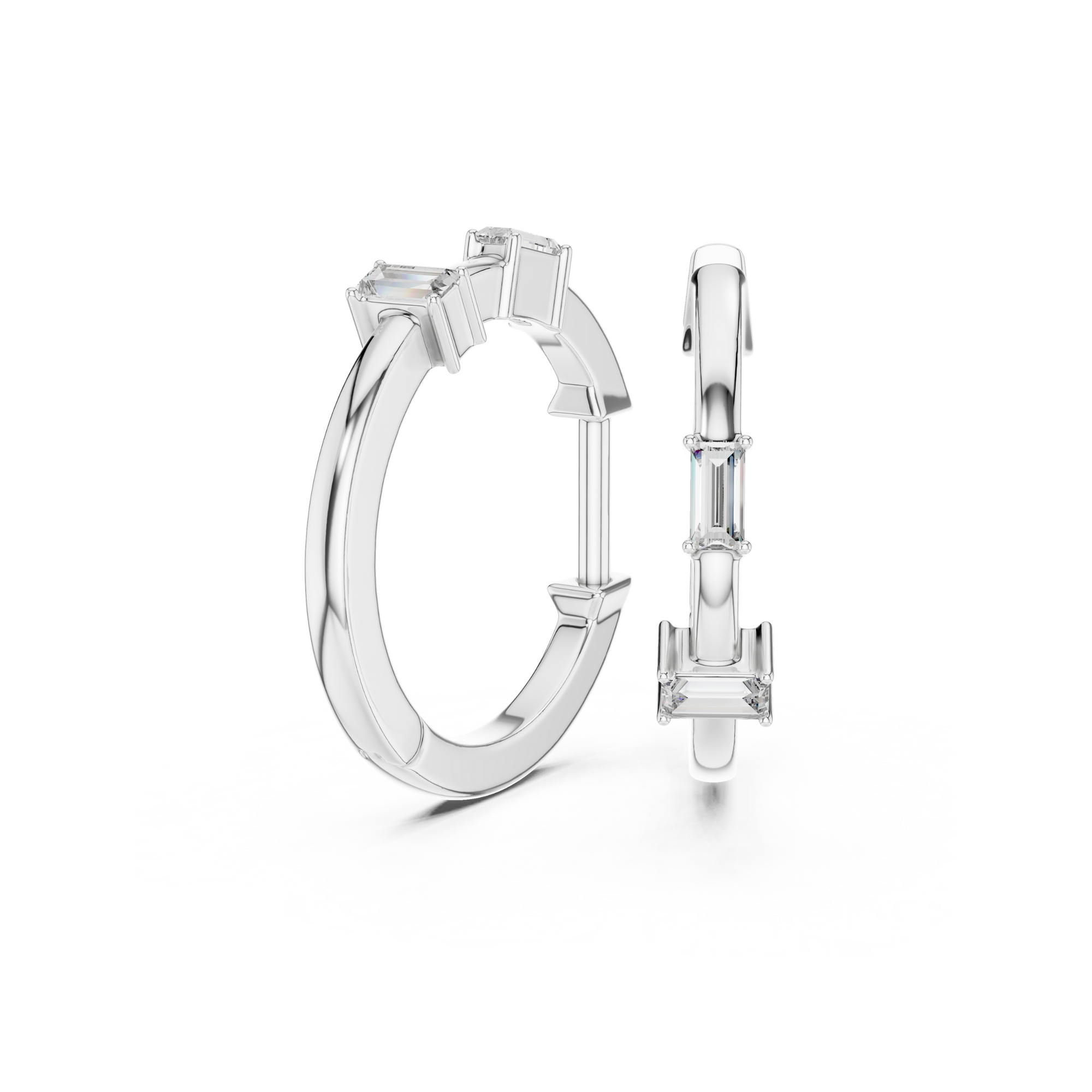 Baguette Lab Grown Diamond Hoop Earrings