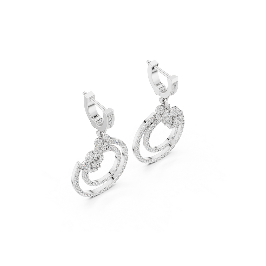 Floral Hoop Lab Grown Diamond Drop Earring