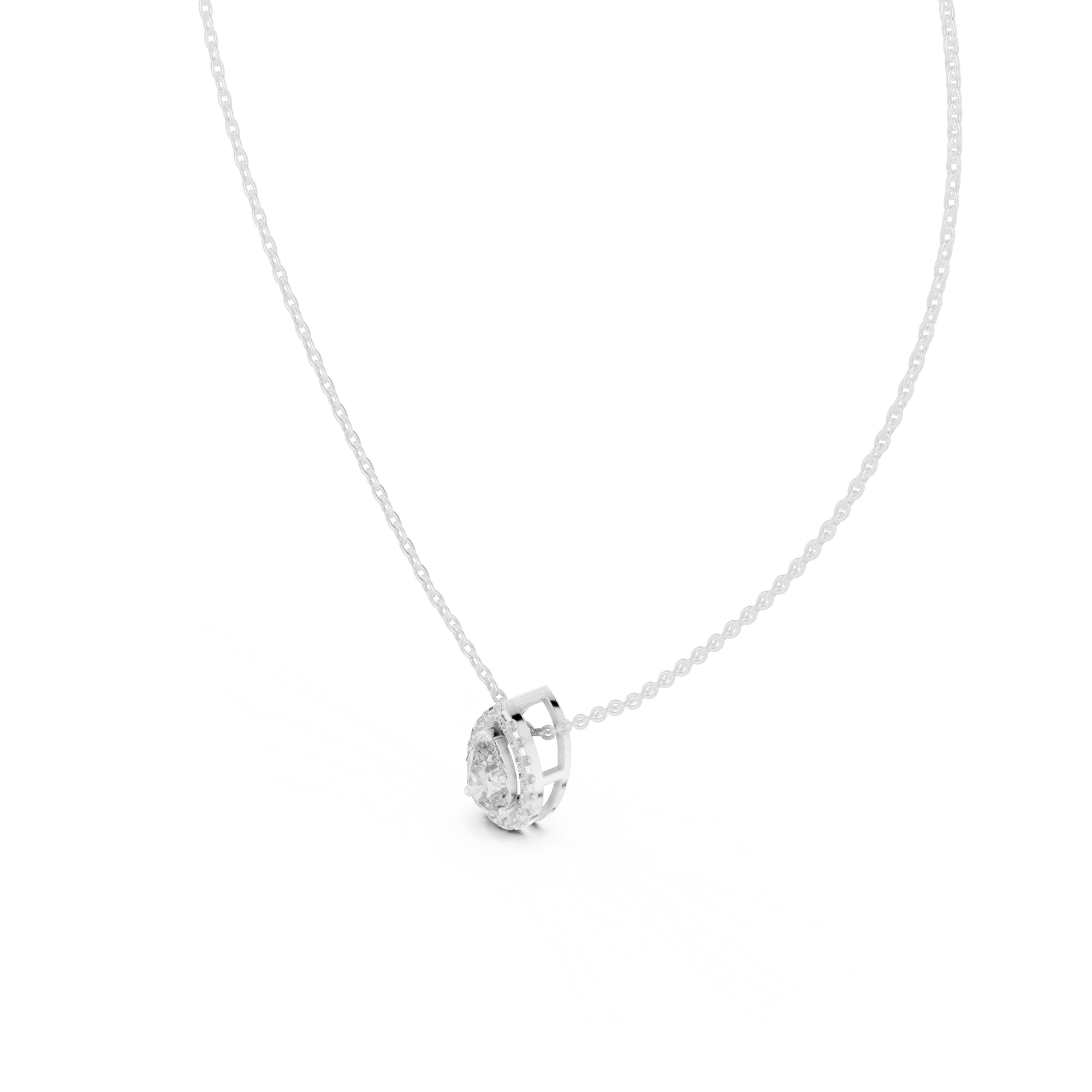 Pear Shape Halo Lab Grown Diamond Pendant