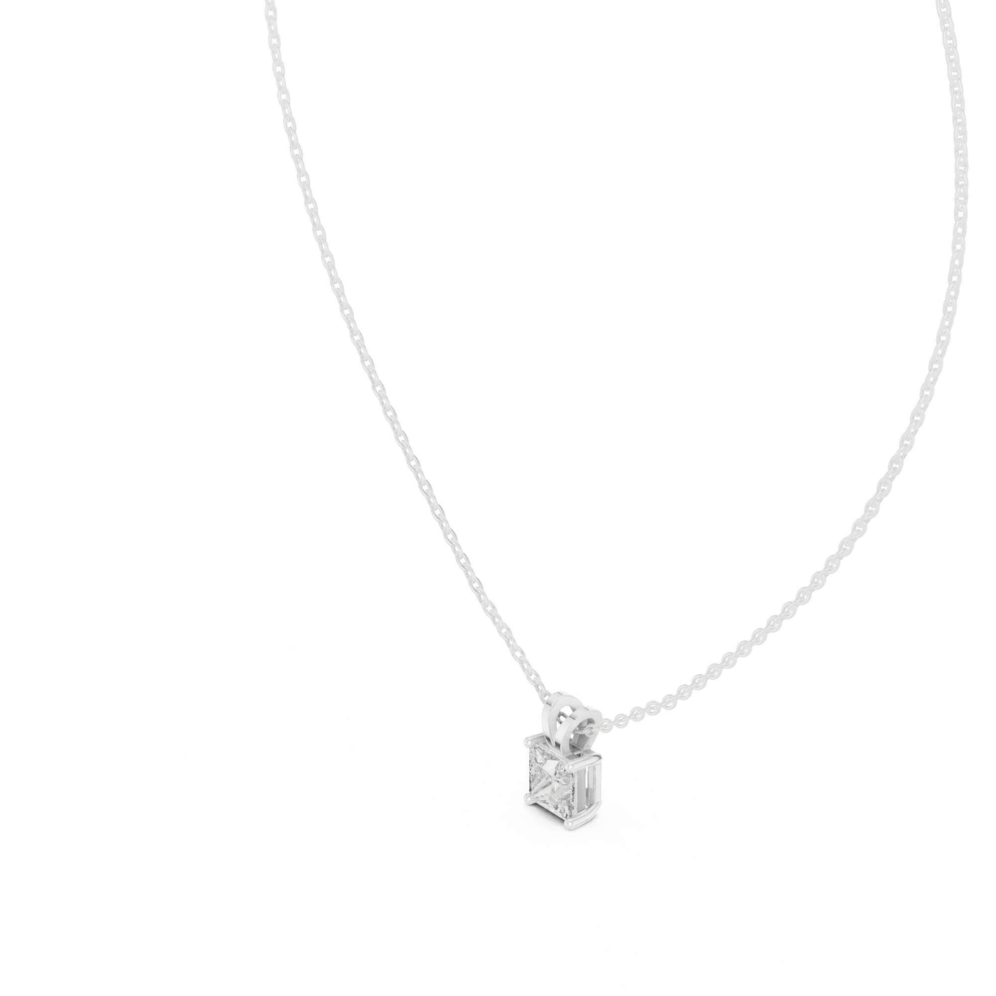Slick Princess Cut Solitaire Diamond Pendant