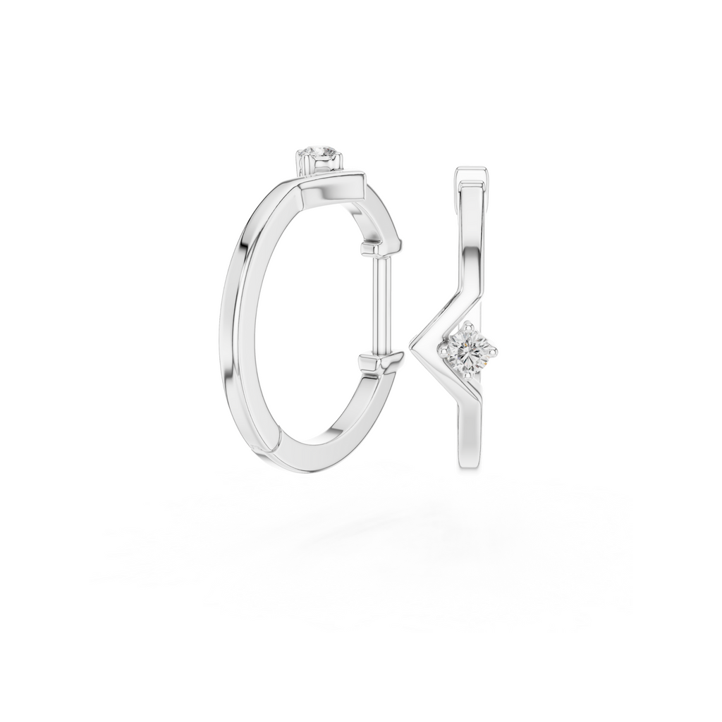 Chevron Lab Grown Diamond Hoop Earrings