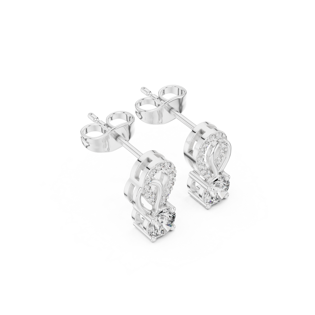 Artistic Loop Round Diamond Stud Earring