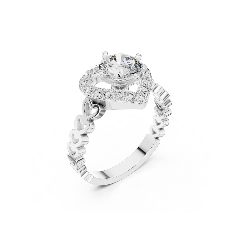 Heart-Shaped Halo Diamond Ring