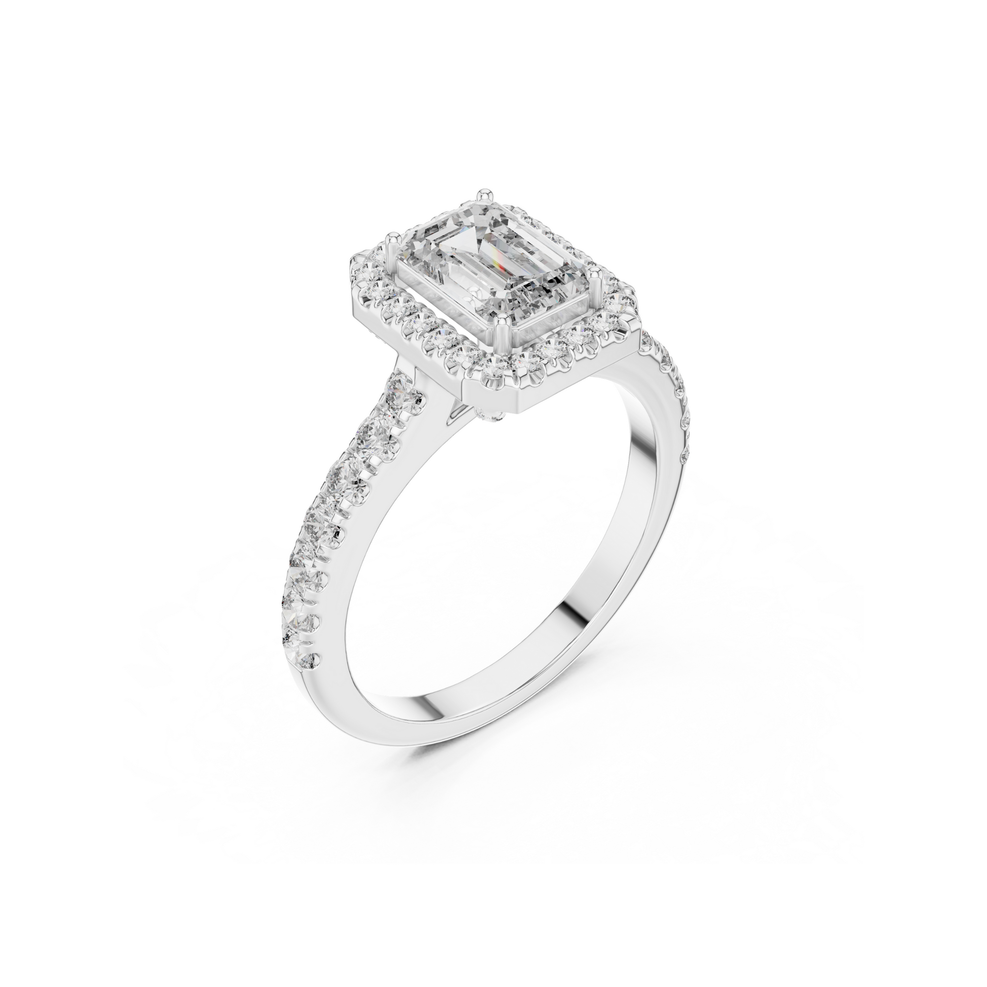 Emerald Cut Lab Grown Diamond Halo Ring
