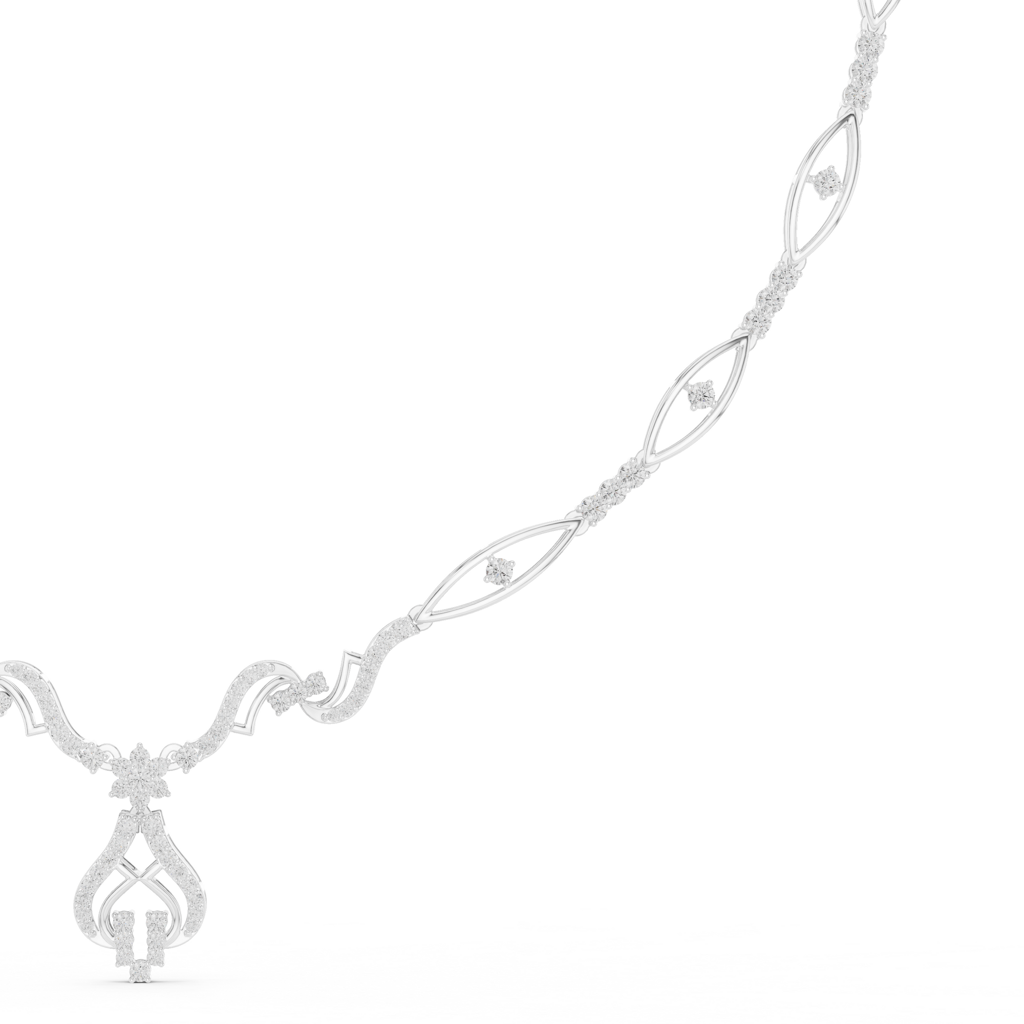 Intricate Vine Design Lab Grown Diamond Necklace