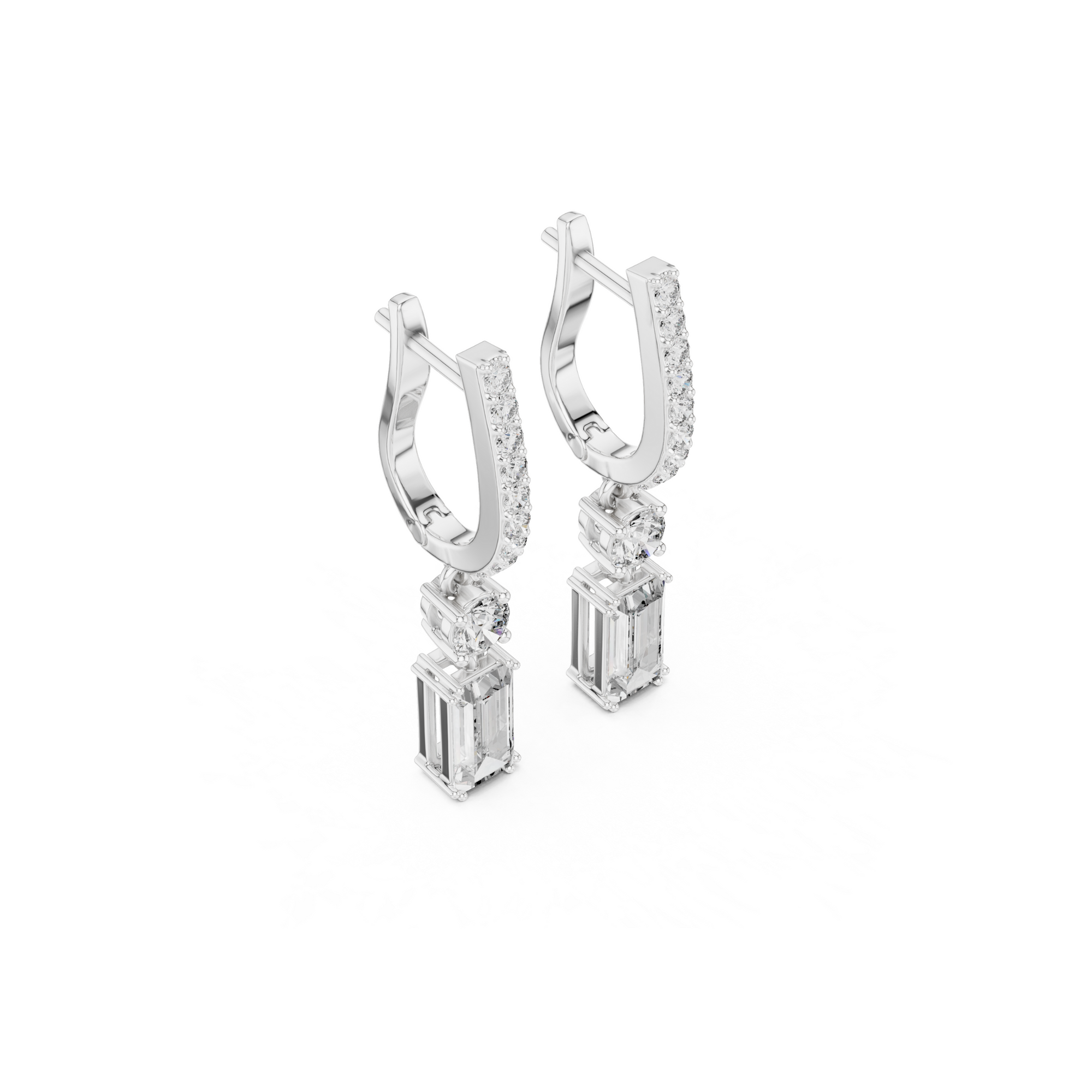 Baguette Cut Diamond Drop Earring