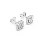 Princess-Cut Diamond Halo Stud Earrings