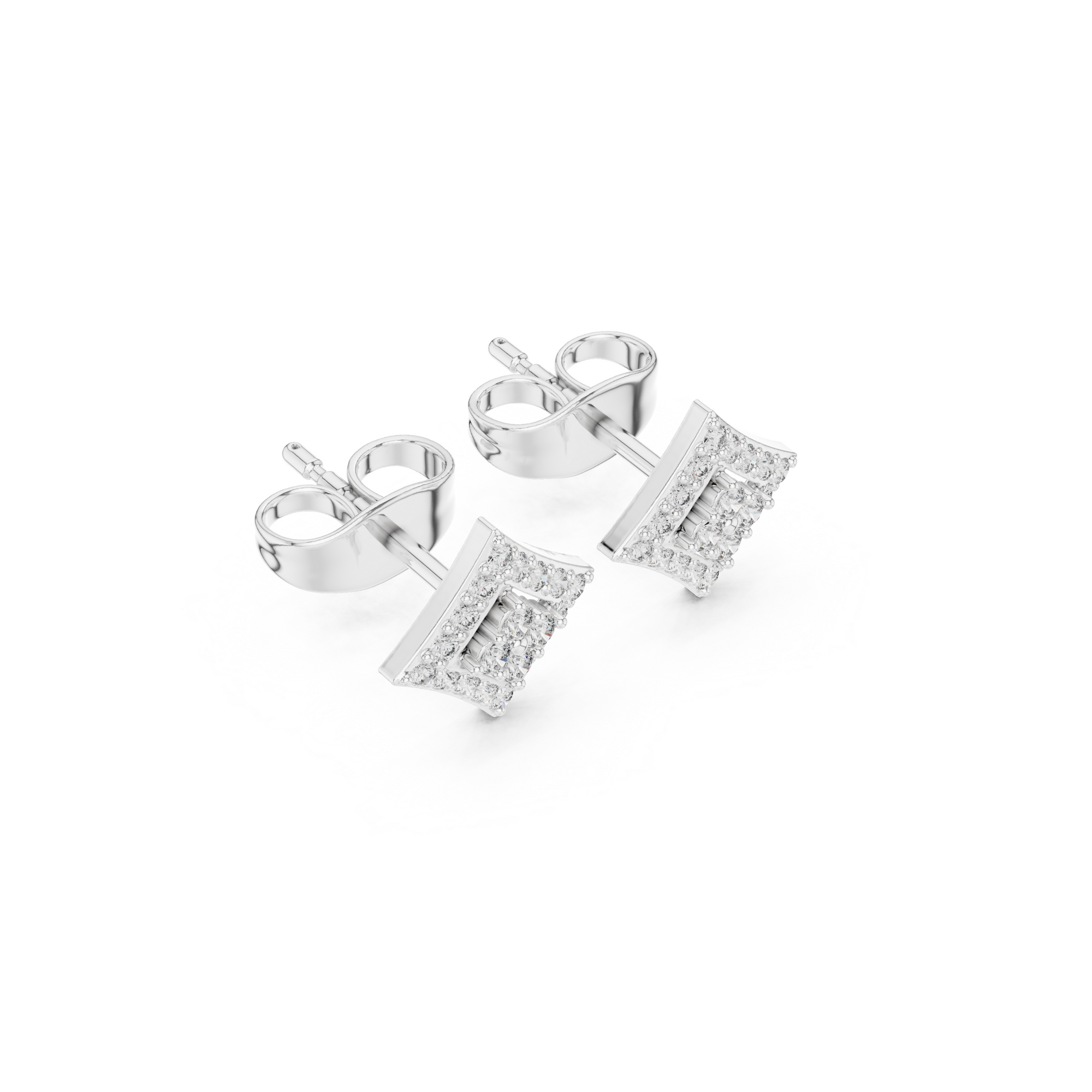 Kite-Shaped Diamond Stud Earring