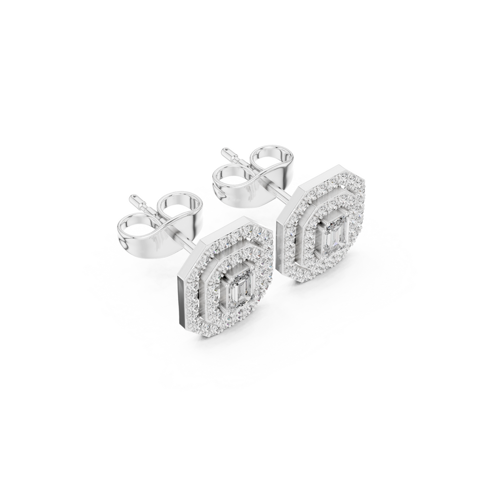 Vintage Emerald-Cut Diamond Stud Earrings