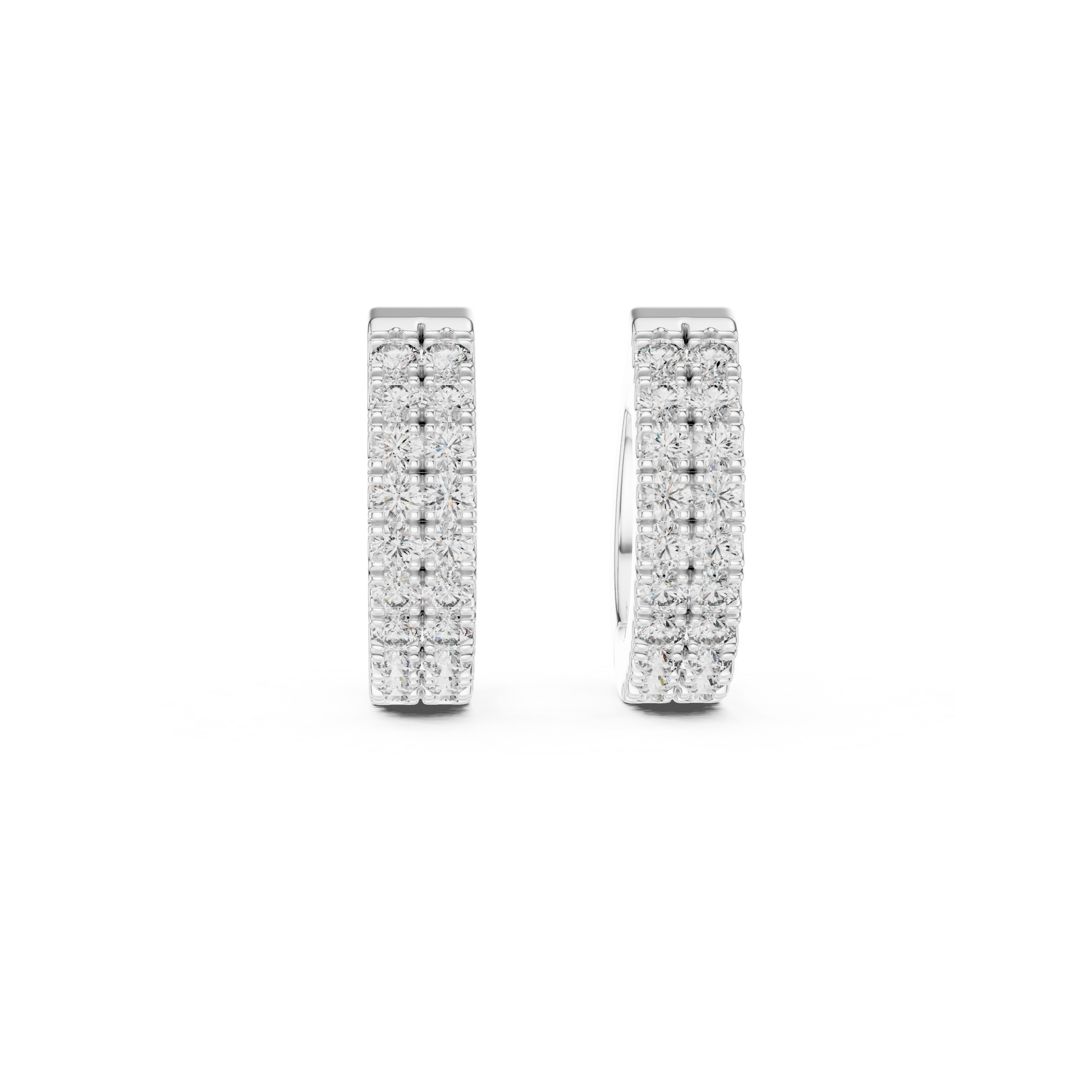 Double Row Diamond Hoop Earrings