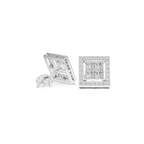 Square Princess-Cut Diamond Halo Stud Earrings