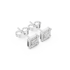 Double Halo Princess Diamond Stud Earrings