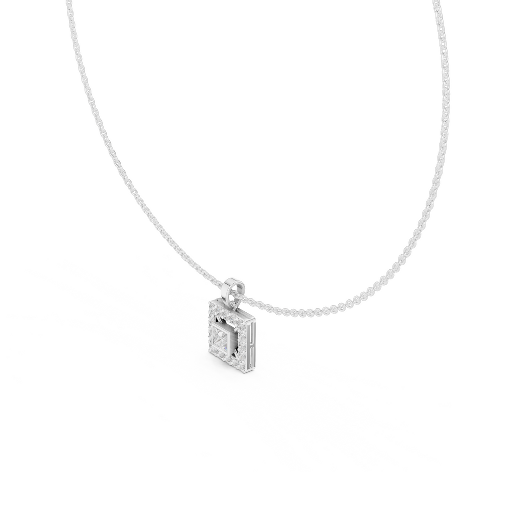 Square Lab Grown Diamond Halo Pendant