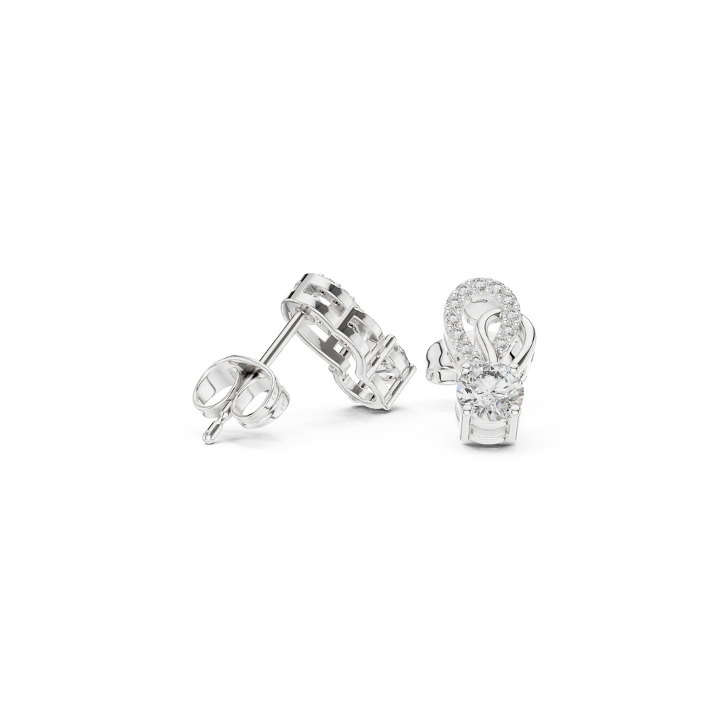 Artistic Loop Round Diamond Stud Earring