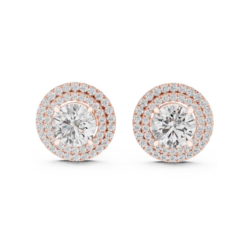 Double Halo Lab Grown Diamond Stud Earrings
