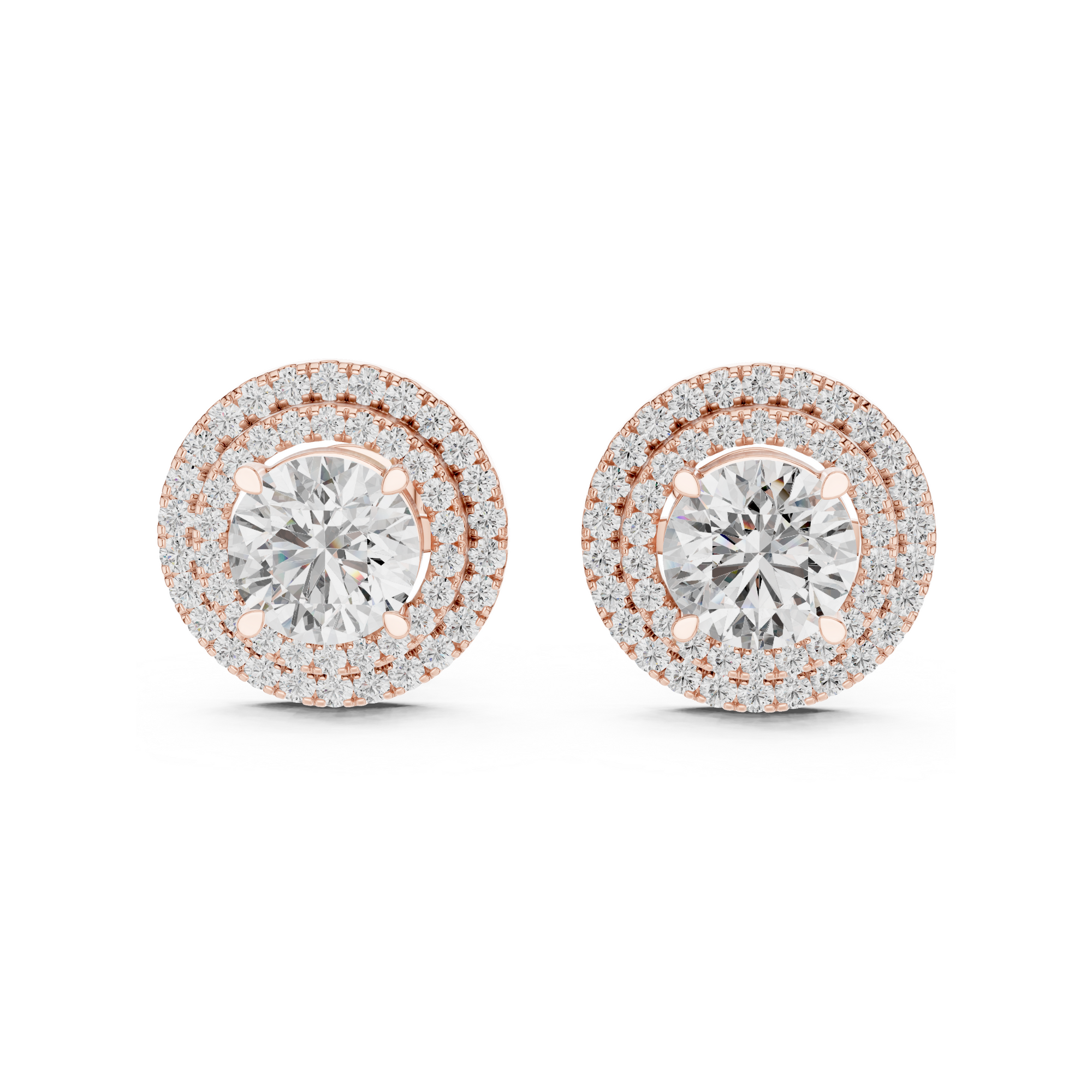 Double Halo Lab Grown Diamond Stud Earrings