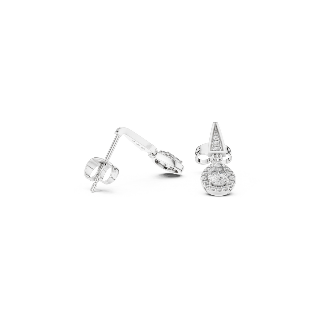 Pear-Shaped Diamond Halo Drop Earring