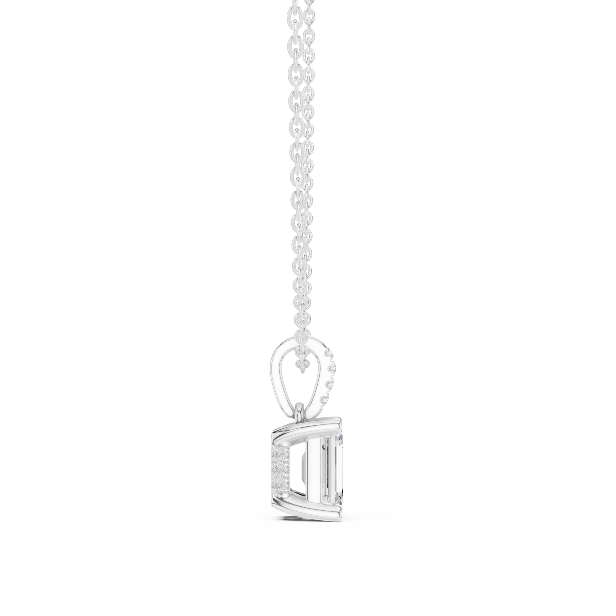 Emerald Cut Solitaire Diamond Pendant