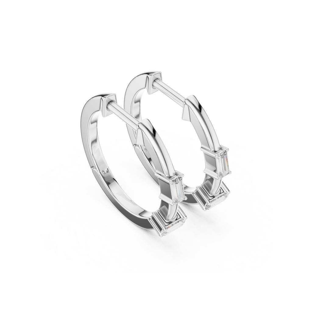 Baguette Lab Grown Diamond Hoop Earrings